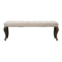 Hannah Button Tufted Oak Wood Ottoman Bench